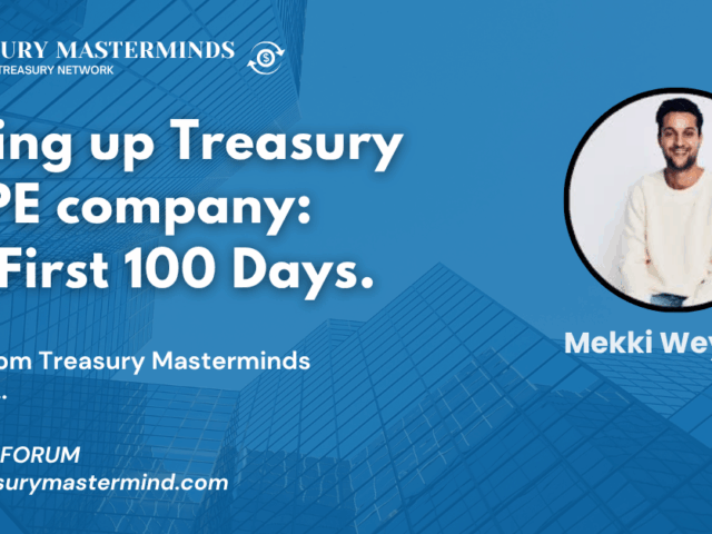 Setting up Treasury for PE company: The First 100 Days.